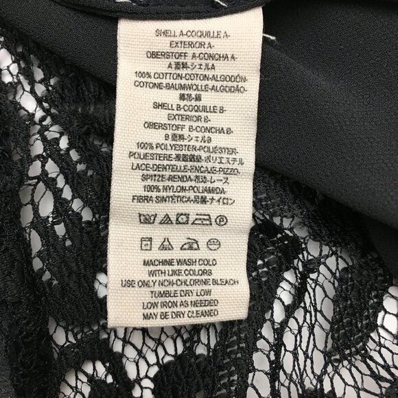 Free People Women's Black Denim & Lace Crop Top Long Sleeves Boho Open Back XS - Picture 8 of 10